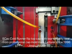 Tampa plástica de 8 cavidades com câmara quente completa dentro do molde flip à prova de adulteração para garrafa de óleo